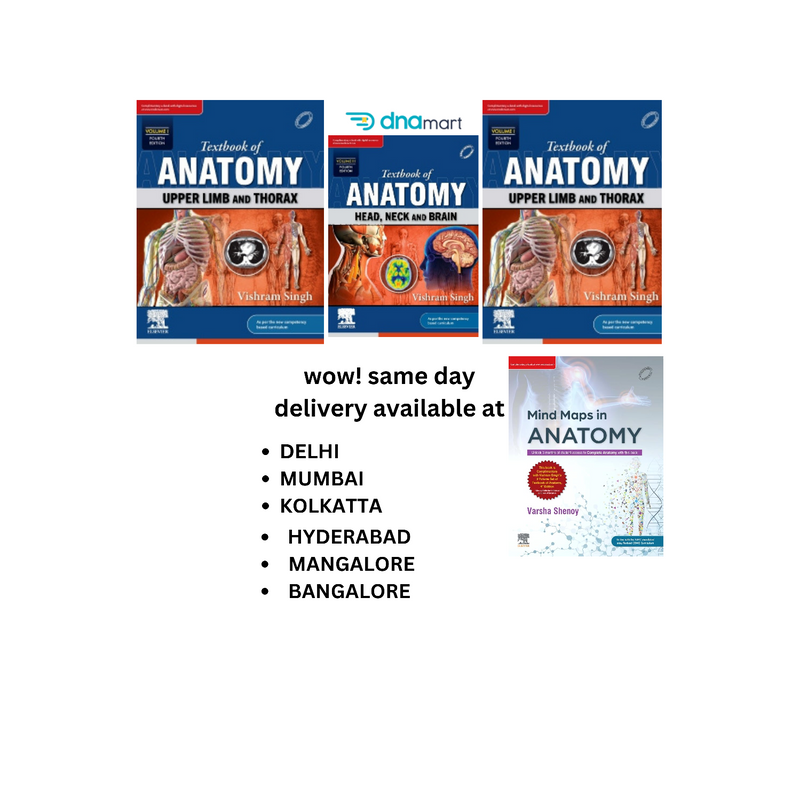 Textbook of Anatomy Vol 1, 2 & 3 with General Anatomy 4/e– Vishram Singh (4 Books Set) | FREE Mind Maps in Anatomy