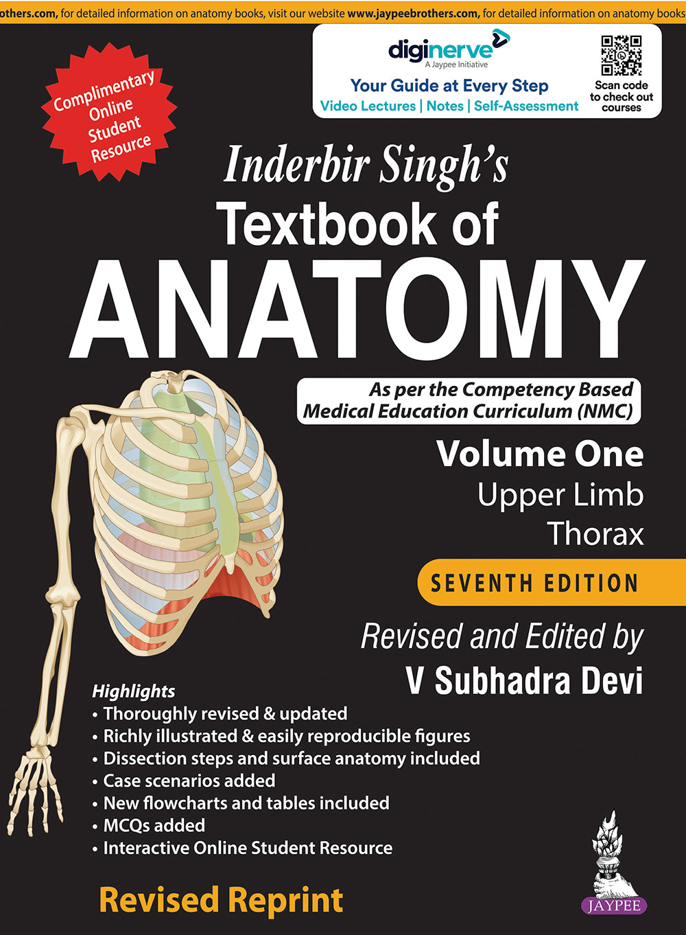 INDERBIR SINGH’S TEXTBOOK OF ANATOMY (VOLUME 1: UPPER LIMB AND THORAX),7/E,REVISED REP,V SUBHADRA DEVI